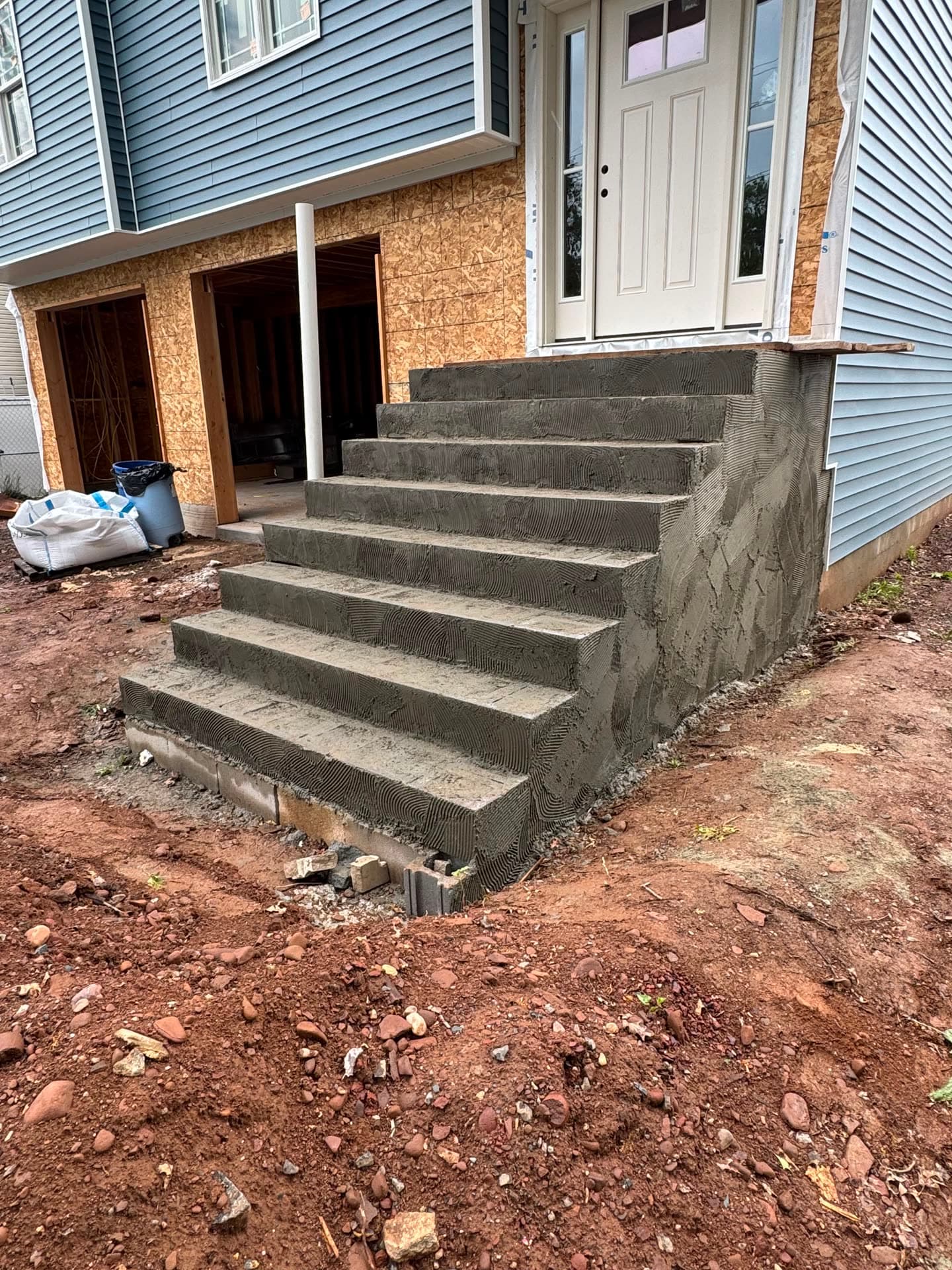 Rebar and concrete steps